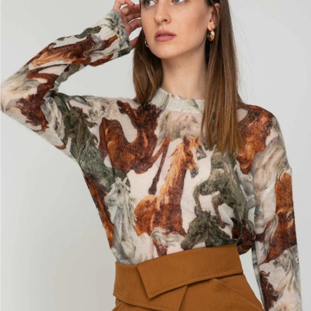 KENZO cozy wool sweater with horses